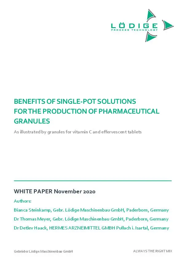 Promo - Single-Pot Solutions Pharmaceutical Granules